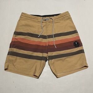 Vissla Board Shorts Mens Size 30 X 8 Yellow Stripes Swim Trunks Beach